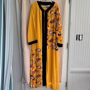 Laila Style Yellow Floral and Black Trim kimono